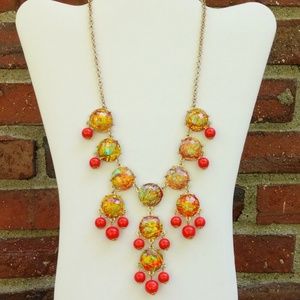 Orange, yellow and green bubble statement necklace
